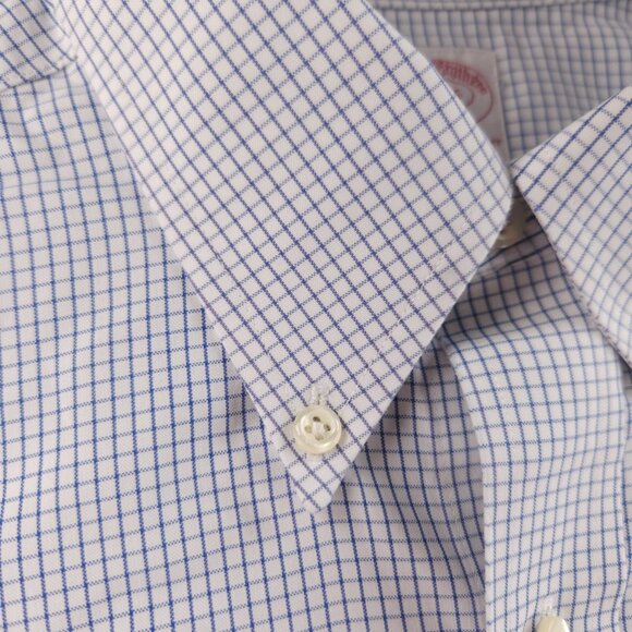 Brooks Brothers Non-Iron 15 4/5 Blue Check Cotton Button-Down Long Sleeve Pocket - Picture 8 of 16